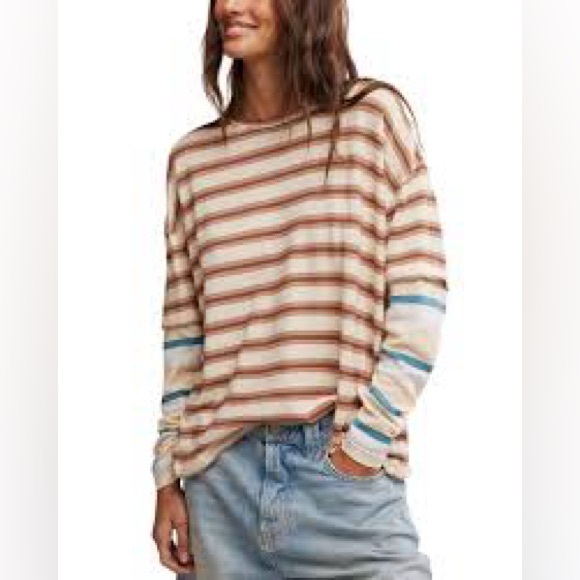 We The Free Tops - Free People Nina Stripe Long Sleeve Tee Size Medium